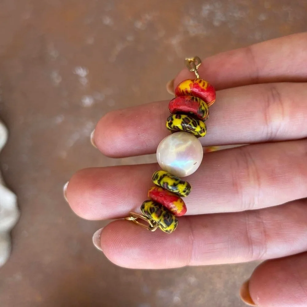 South African artisan gold beaded necklace